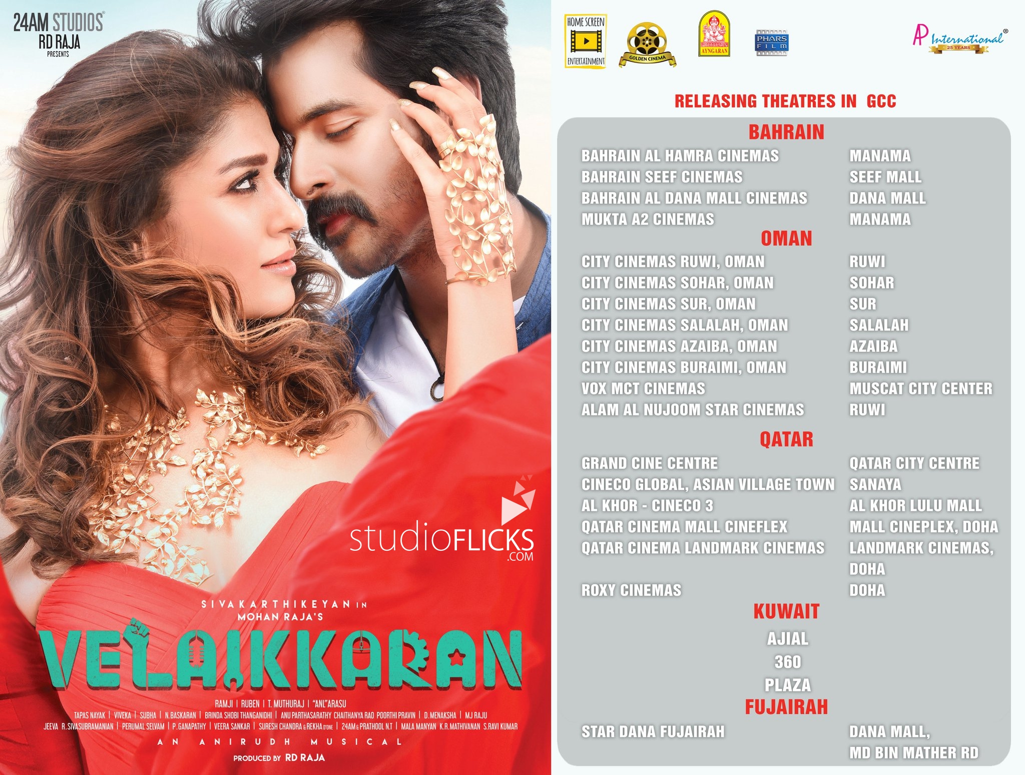 Velaikkaran Theater List Gulf Countries