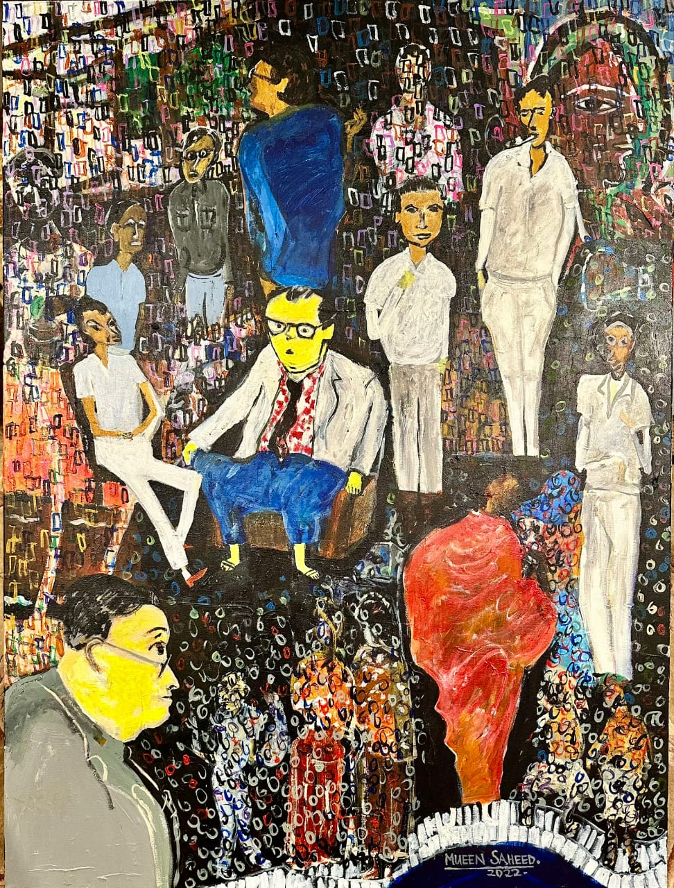 Two Paintings of the '43 Group Artist Mueen Saheed's pay tribute to the iconic caricature portrayal of a movement that defined an era